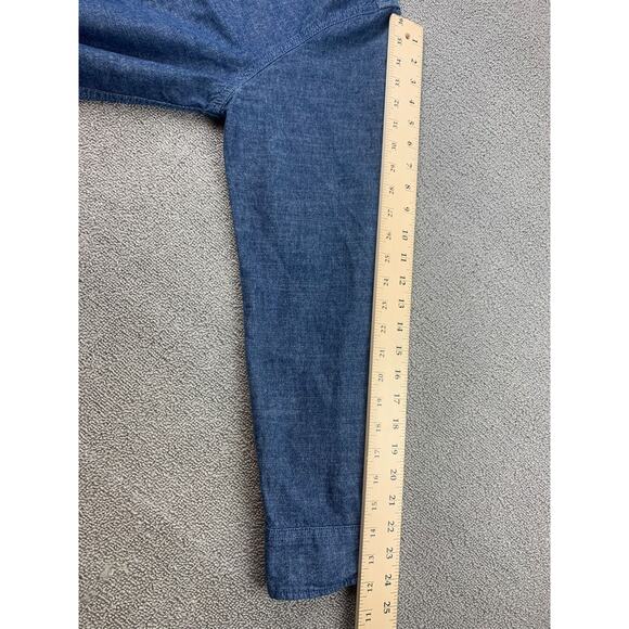 90s Vintage Levi’s Work Shirt Men's Large Blue Chambray Button-up - Picture 7 of 13